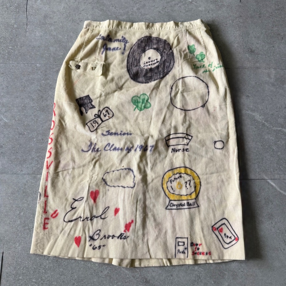 Rare VTG 1967 Senior Cords Skirt Hand Drawn Rossville, IN Hornets